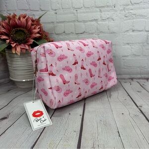 NWT blush crush Pink western cowgirl coquette travel makeup Cosmetic Bag
